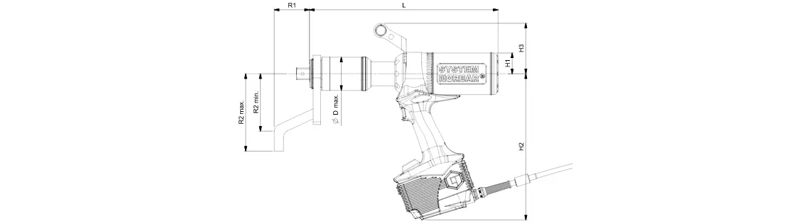 Evotorque 2 sähkövääntimen mittakuva